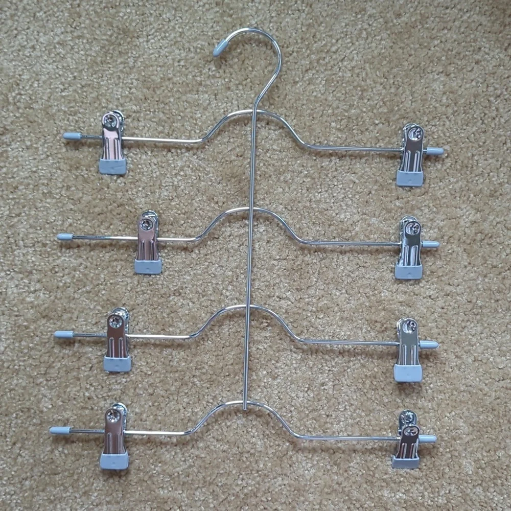 Closet space saving hangers, pants, skirts, shorts